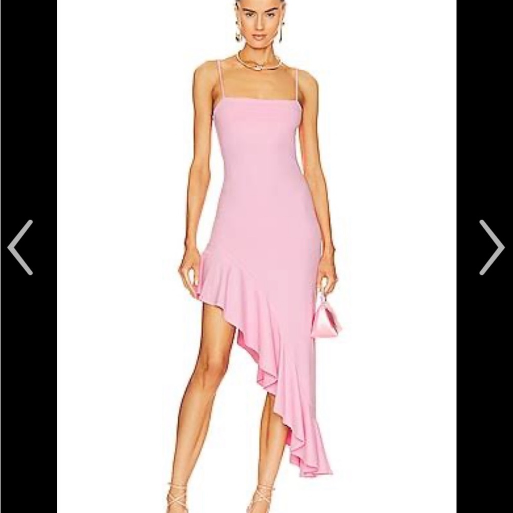 Susana Monaco Pink Asymmetrical Ruffled Cocktail Dress